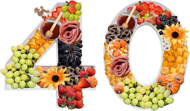 WENPACK 12" Fillable Cardboard Number Shaped Gift Grazing Charcuterie Board Paper Container (40) - Image 1